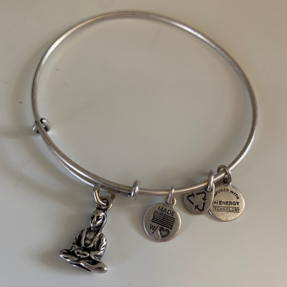 Silver Alex and Ani Buddha Bracelet